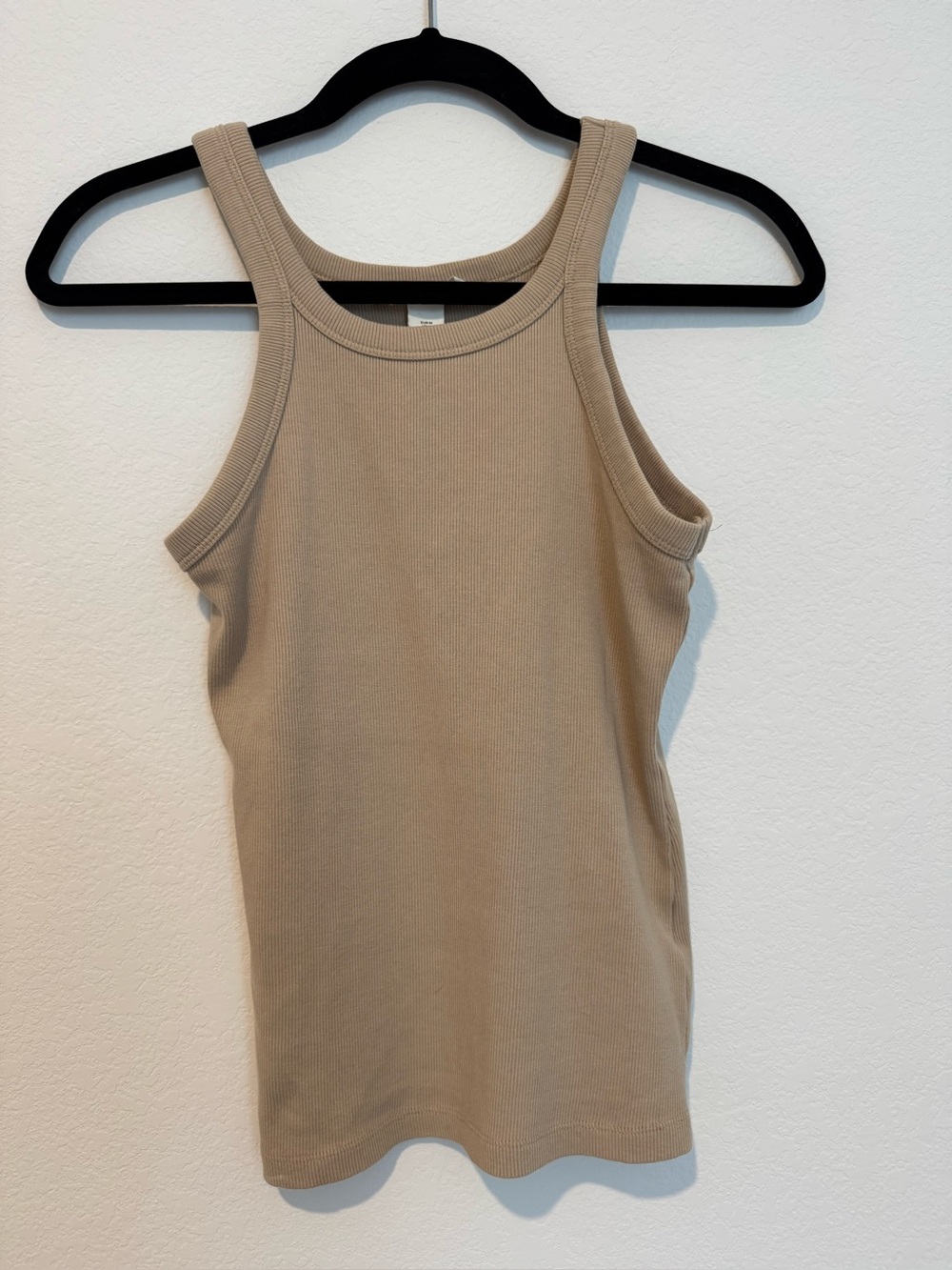 H&M Tan Ribbed Tank Round Neck Sleeveless Womans